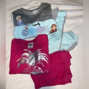 2 pairs of sweatpants outfit 4t girls trolls/ frozen